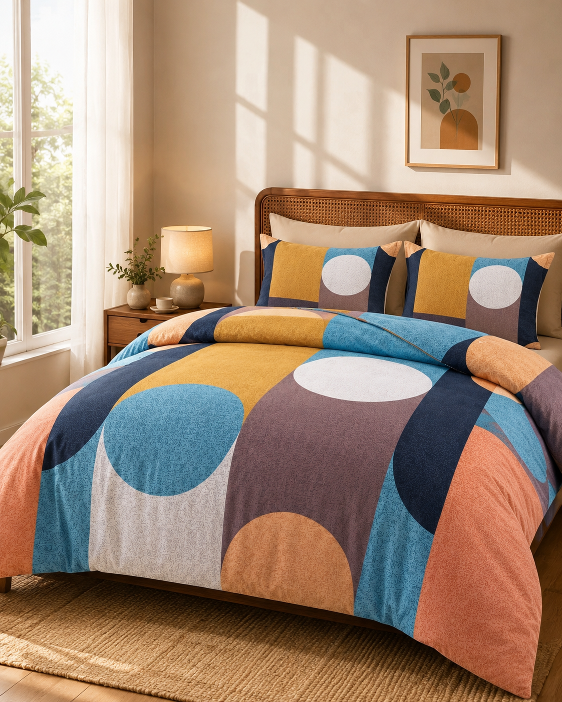 Blue circle design - Maharaja King Same and Coordinate pillow covers Series 108x108