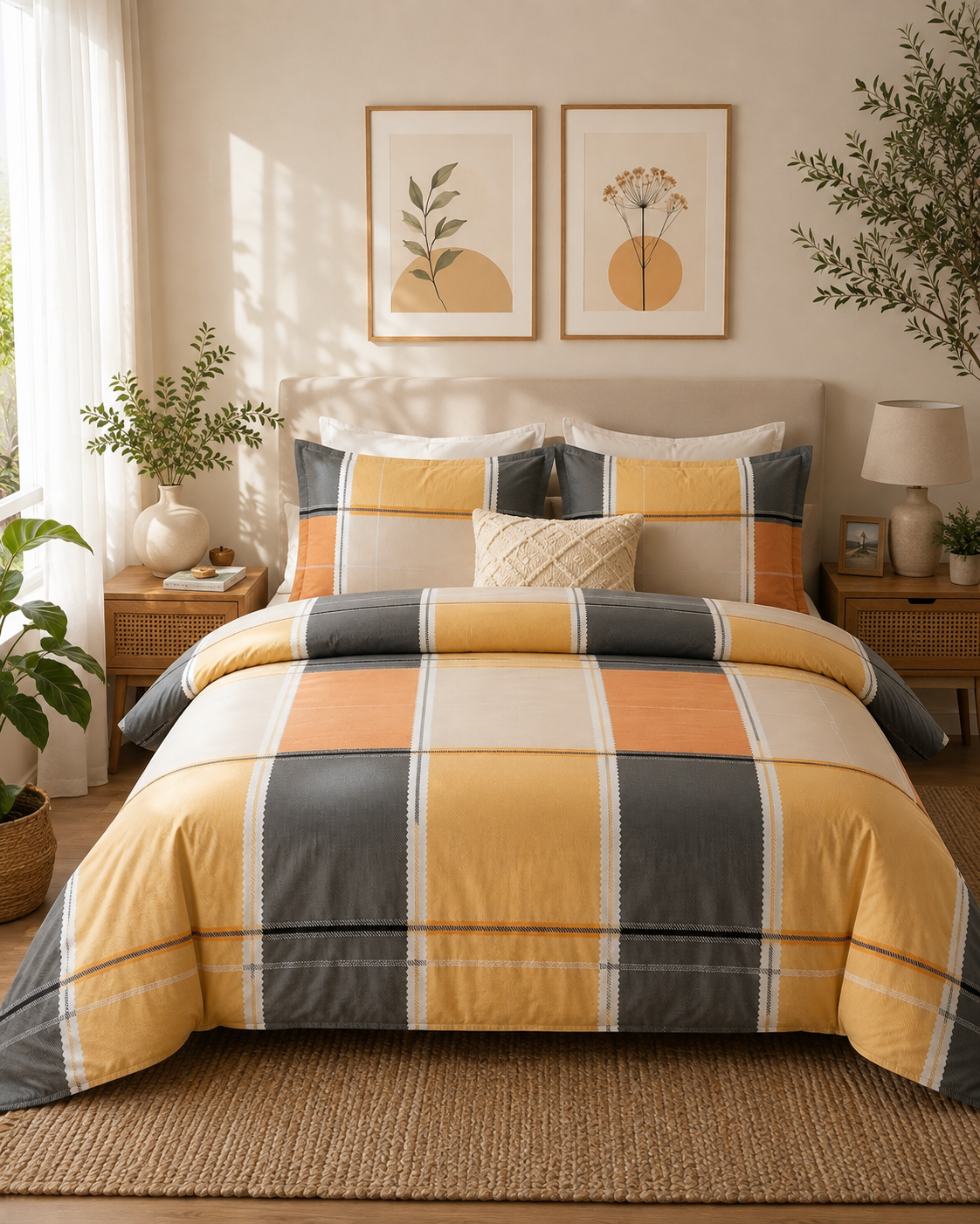 Check yellow - Maharaja King Same and Coordinate pillow covers Series 108x108