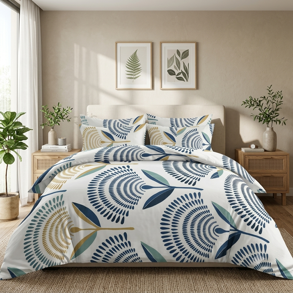 White leaf print - Maharaja King Same and Coordinate pillow covers Series 108x108