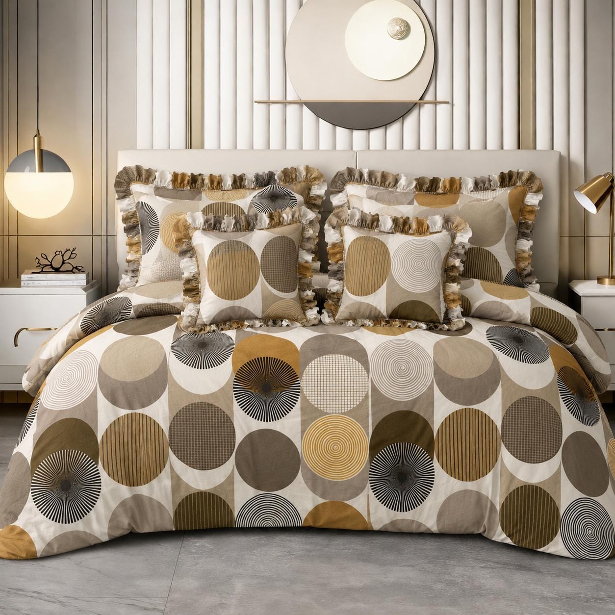 Circle- Venice Frill King Size 5 Pc Bedding Set