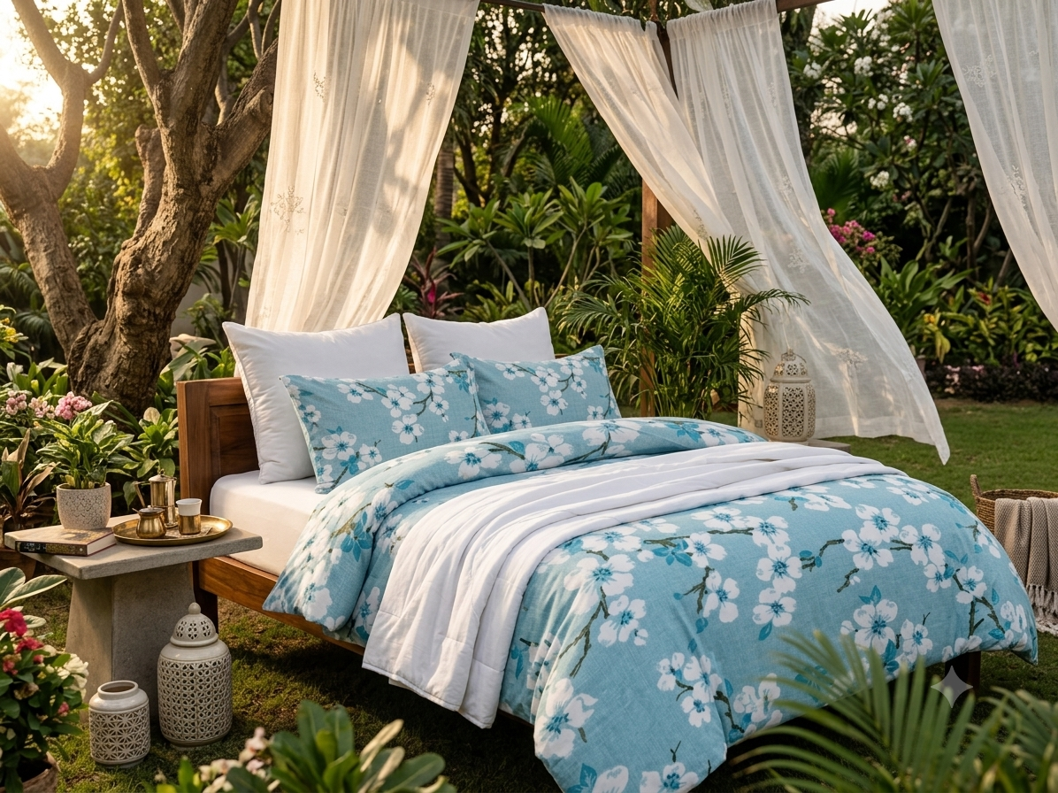 Blue Floral Bedsheet
