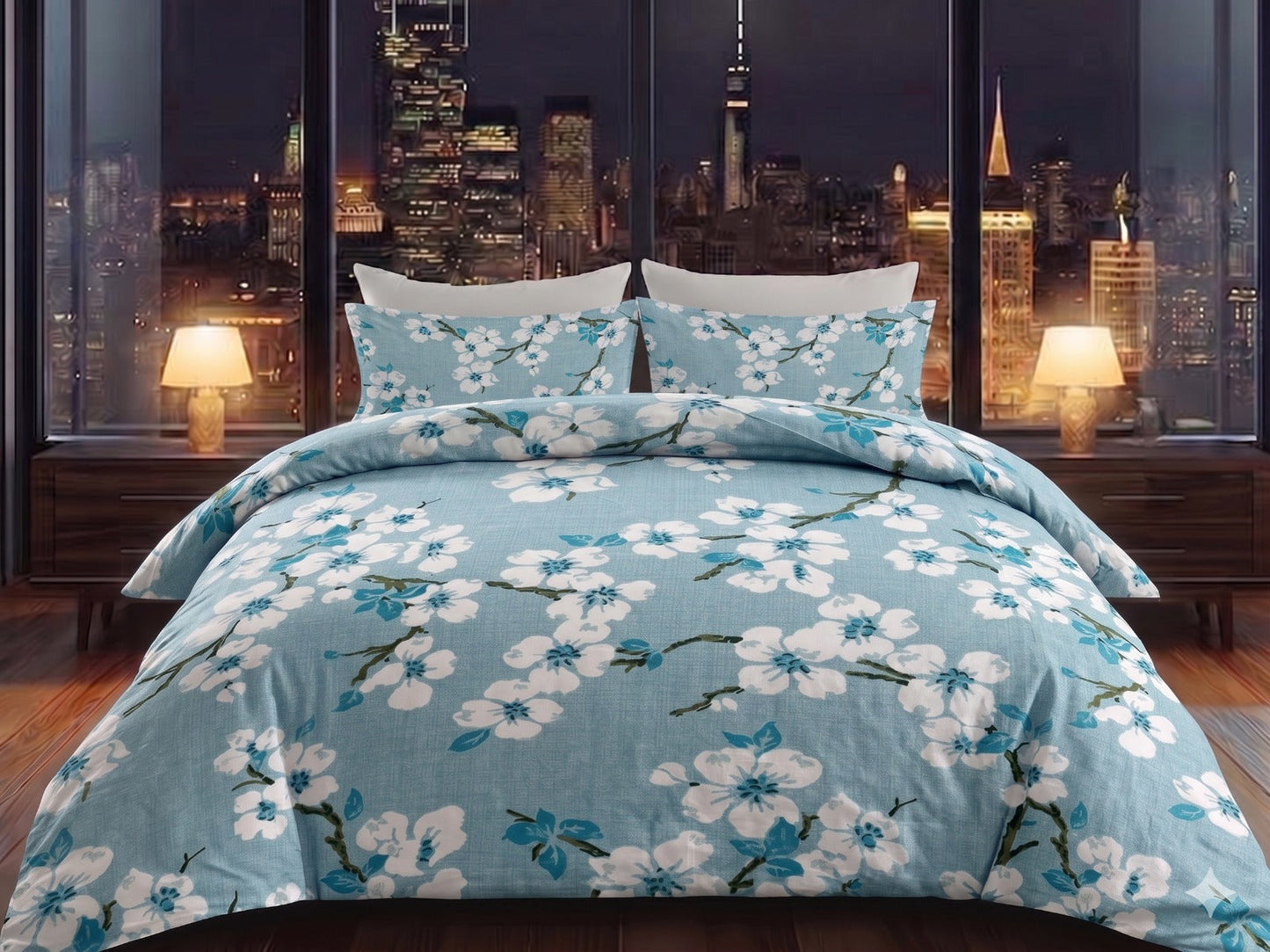 Floral Blue Bedsheet