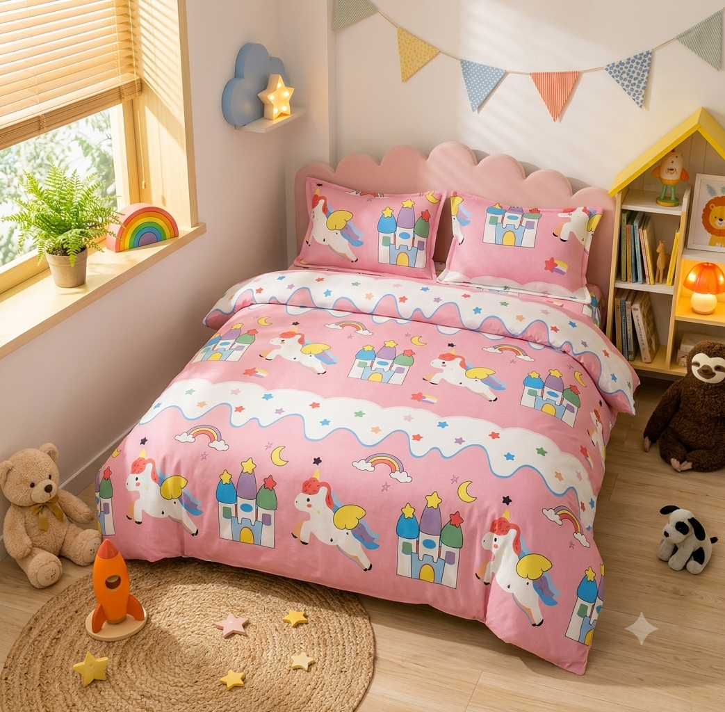 Kids-Pink-unicorn-bedsheet