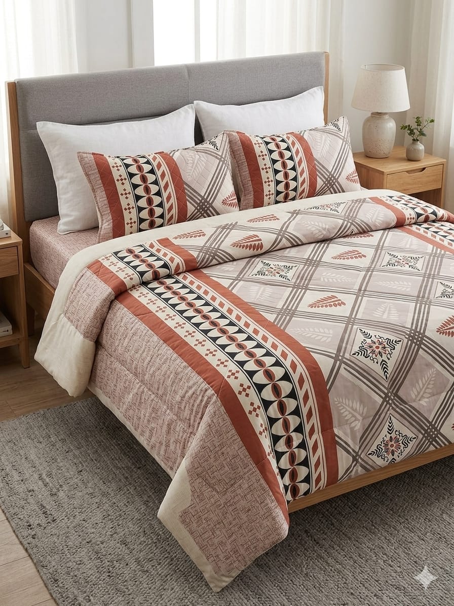 Rust Terracotta Aztec Diamond Quilted Bedsheet Set – Berlin Cotton Bedding