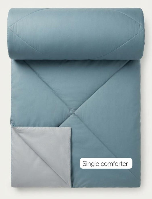 VIBRANT Microfiber Reversible Quilt – Dusty Teal & Grey Double Bed Comforter | Lightweight AC Quilt