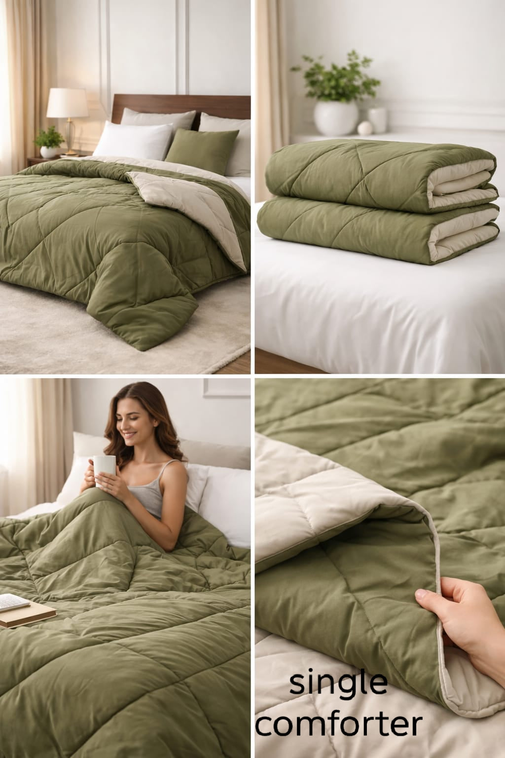 Green- VIBRANT Microfiber solid quilts cum comforters