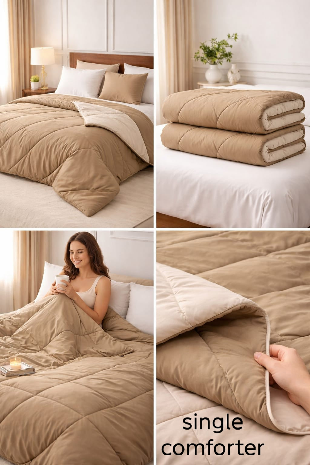 Nude Brown- VIBRANT Microfiber solid quilts cum comforters