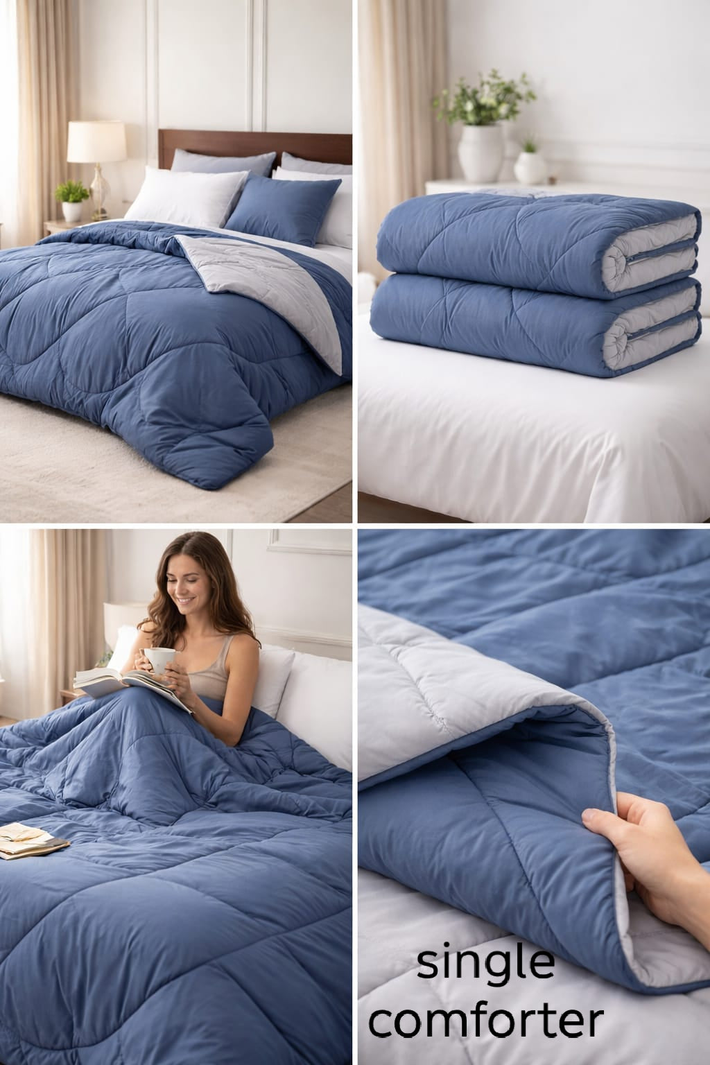 Blue- VIBRANT Microfiber solid quilts cum comforters