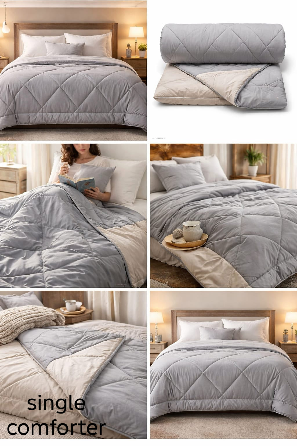Grey- VIBRANT Microfiber solid quilts cum comforters