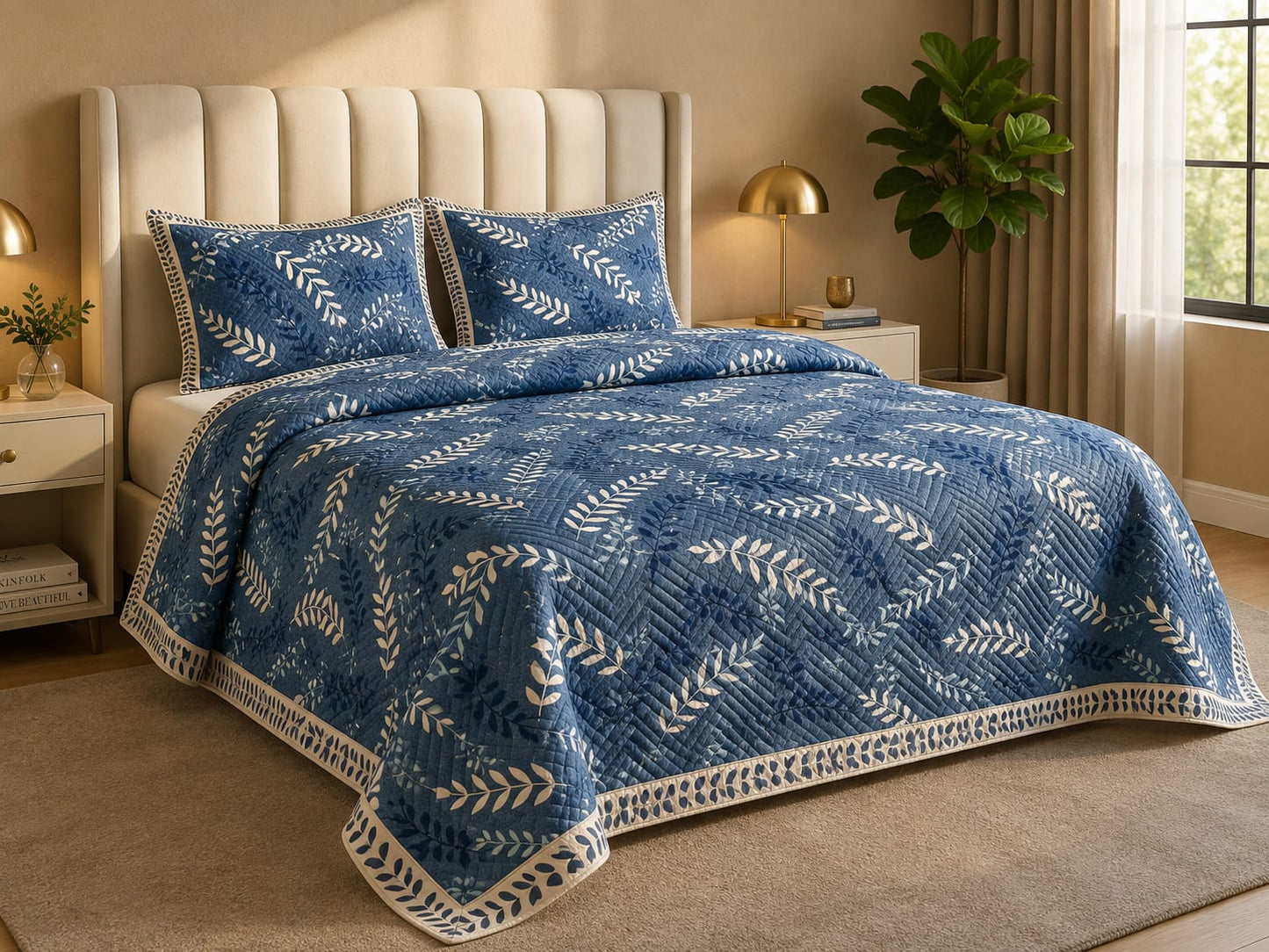 blue leaf - ROCKSTAR CONTRAST BEDCOVER SET 👑