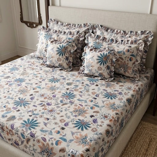 floral- Venice Frill King Size 5 Pc Bedding Set