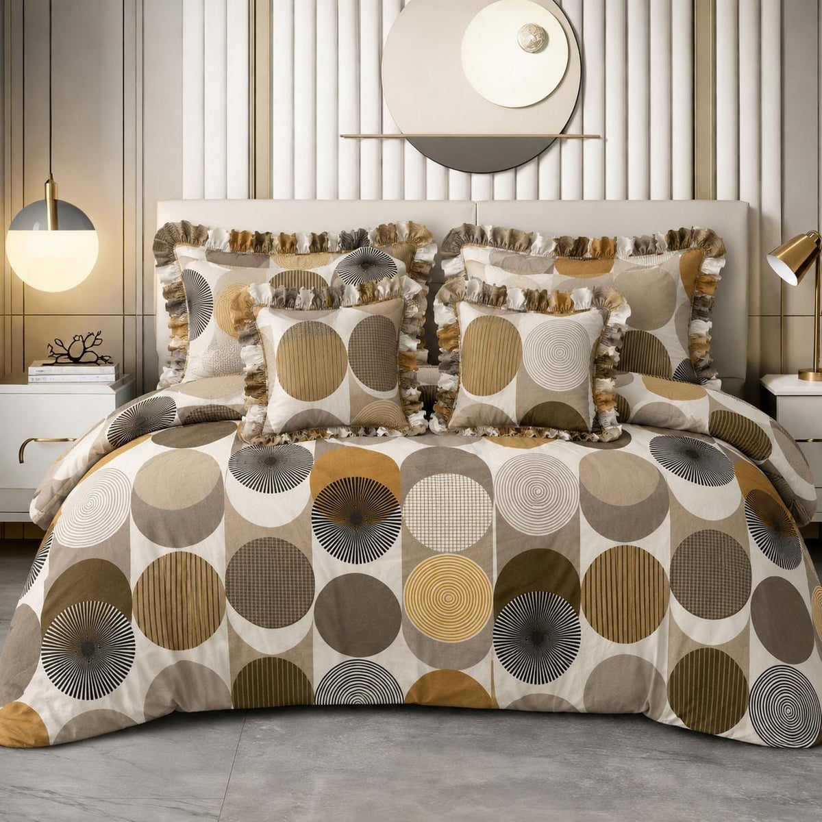 Circle- Venice Frill King Size 5 Pc Bedding Set