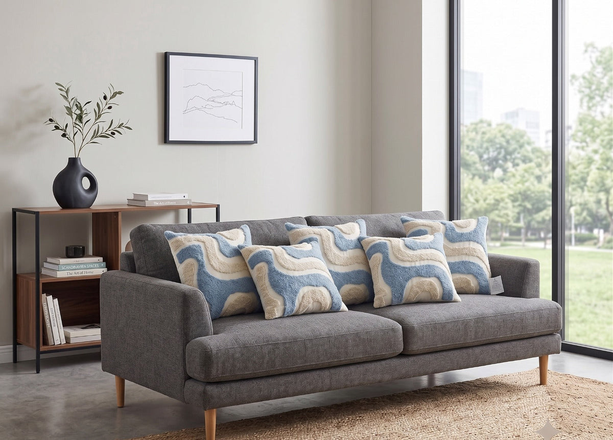 Blue- Premium Heavy Bohemian Tufted Pure Cotton Cushion Covers