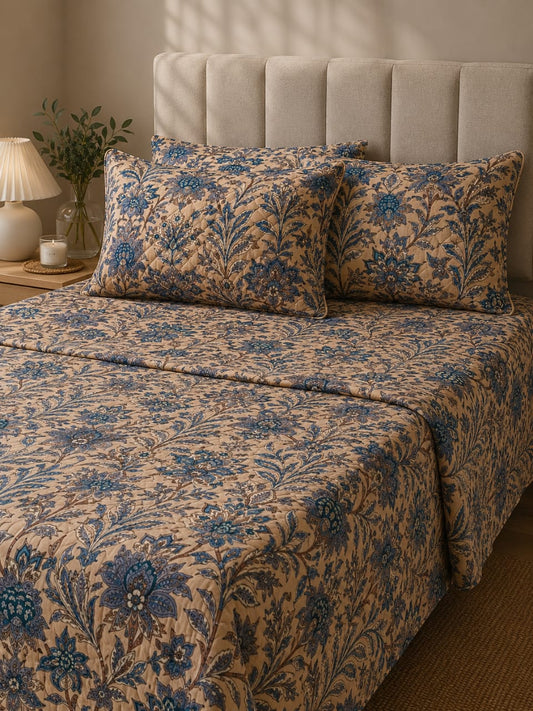 beige-indigo-block-print-floral-quilted-bedsheet-set