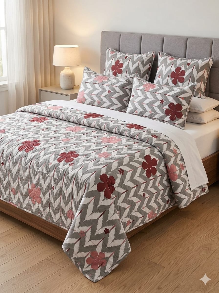 grey-chevron-red-floral-quilted-bedsheet-set