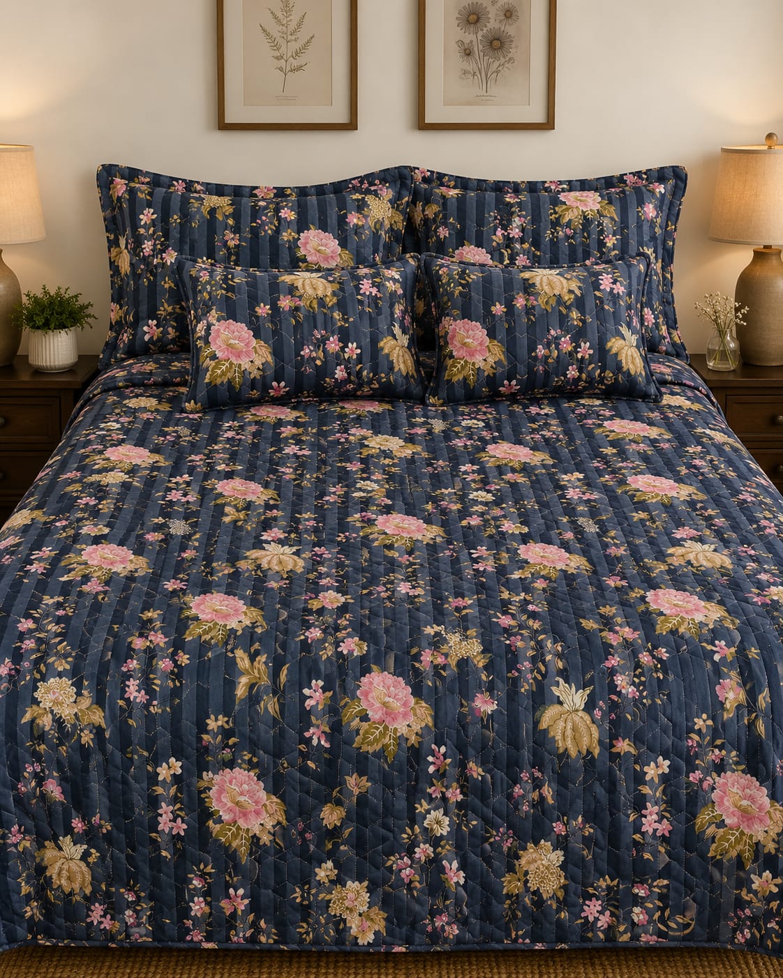 navy-pink-peony-floral-quilted-bedsheet-set