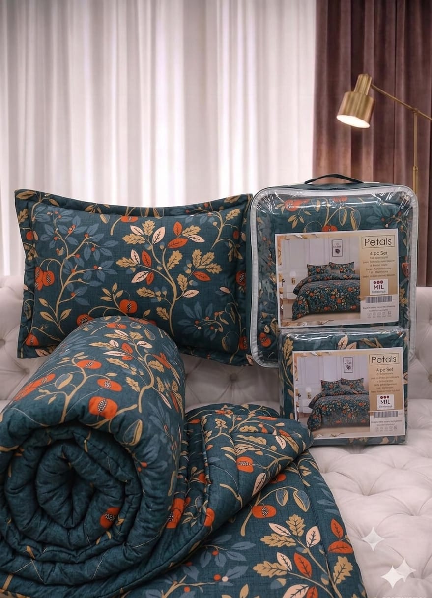 petals-teal-pomegranate-botanical-comforter-set
