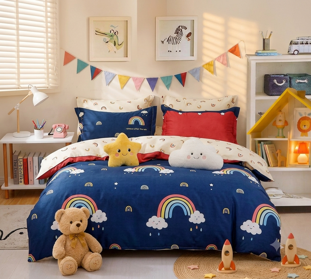 rainbow-after-the-rain-navy-&-red-bedding-set-1