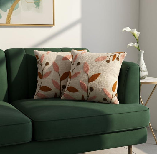 rust-blush-leaf-branch-embroidered-cushion-cover-set
