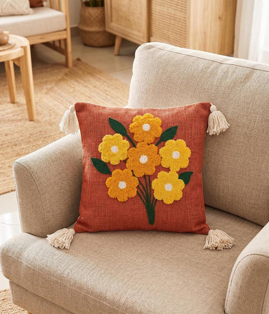 terracotta-yellow-flower-bouquet-embroidered-cushion-cover